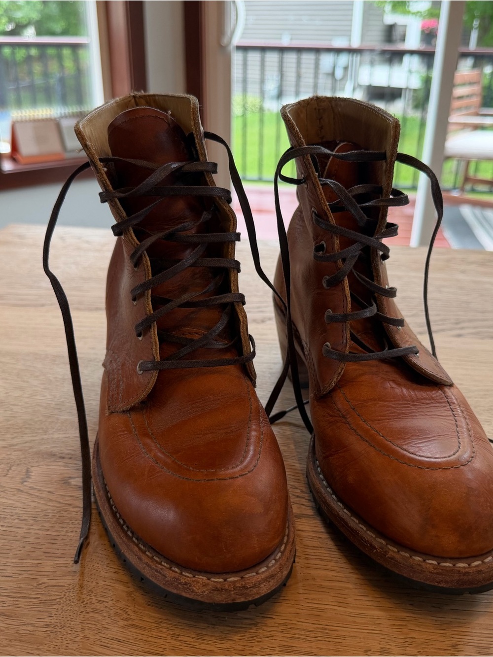 Red Wing Shoes Tan Leather Lace-Up Work Boots - Picture 2 of 9